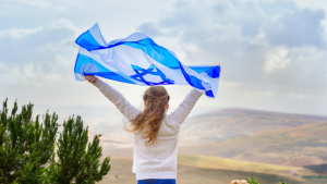 waving an Israeli flag